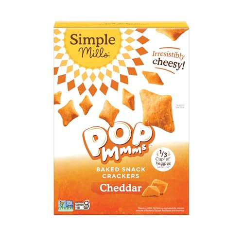 Simple Mills Pop Mmms Cheddar Baked Snack Crackers Gluten Free 4 Ounce Pack of 1