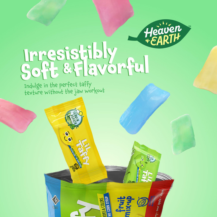 Heaven Earth Lil Taffy Fruit Mix Approx 40 Count Dye Free Candy Natural Colors Flavors No High Fructose Corn Syrup Glute