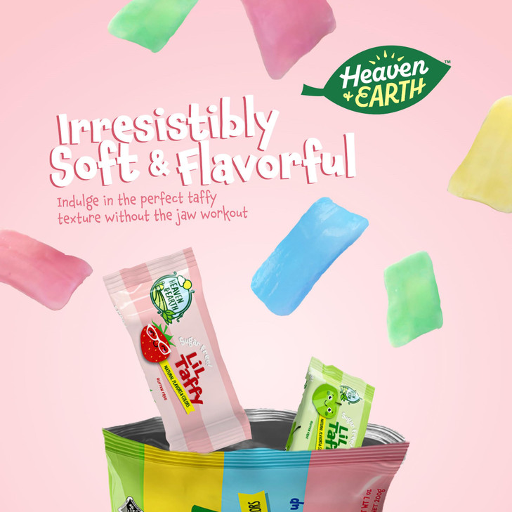 Heaven Earth Sugar Free Lil Taffy Fruit Mix Approx 20 Count Dye Free Candy Made with Natural Colors Flavors No High Fruc