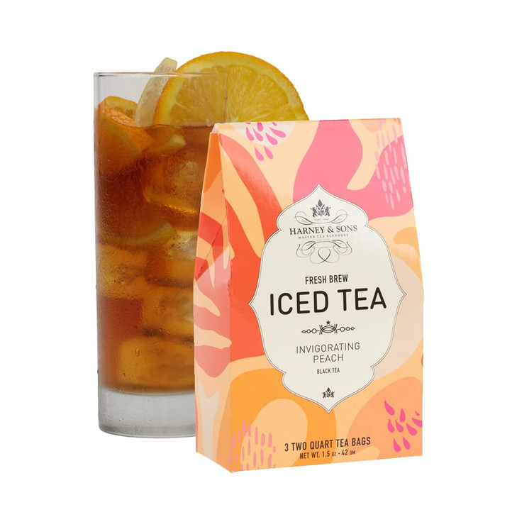 Harney Sons Fresh Brew Peach Iced Tea 3 count box Makes 6 Quarts of Iced Tea