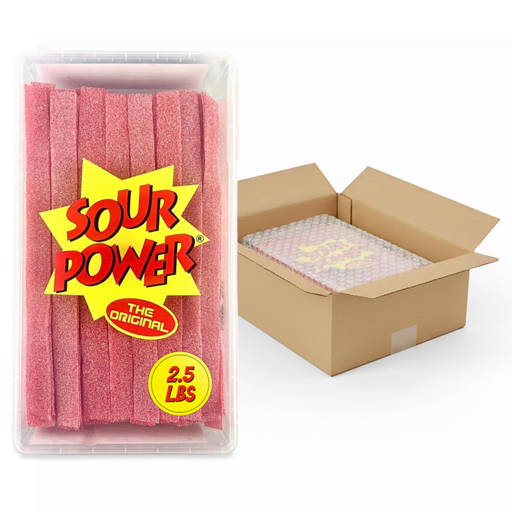 Sour Power Premium Strawberry Candy Belts The Original Sour Candy Since 1985 25 lb Resealable Bulk Tub Vegan NonGMO Gela