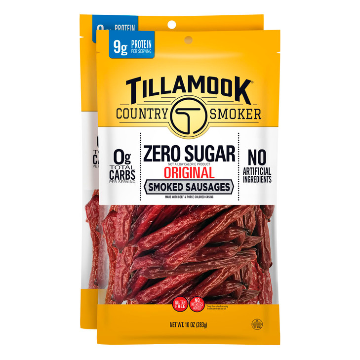 Tillamook Country Smoker Zero Sugar Original Keto Friendly Smoked Sausages 10 Ounce Pack of 2