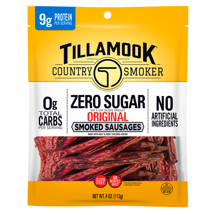 Tillamook Country Smoker Smoked Sausage Zero Sugar Original 4 Ounce 1 Pack Real Hardwood Smoked Sausages Low Carb High P