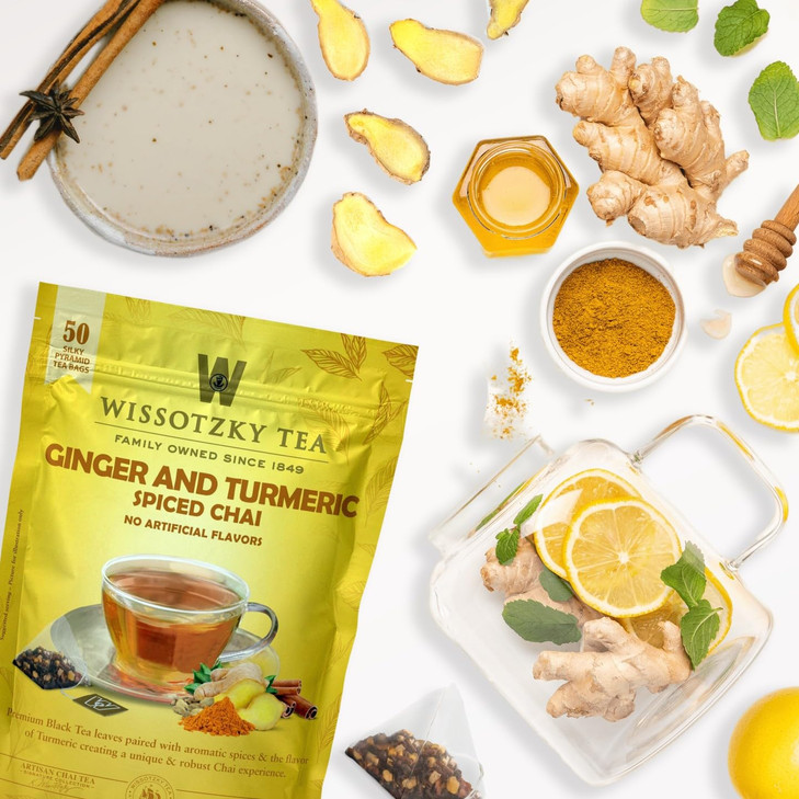 Wissotzky Tea Ginger Turmeric Spiced Chai Pack of 50 Tea Bags