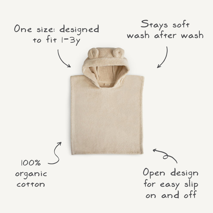 mushie Poncho Towel for Toddlers and Kids Moss Organic Terry Cotton Ages 13 Years