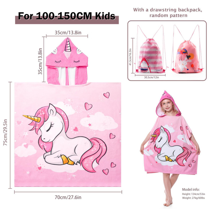 MOKANI Kids Hooded Poncho Towels Soft Absorbent Microfiber Beach Towel Swimming Pool Changing Robe Bathrobe Bath Towel