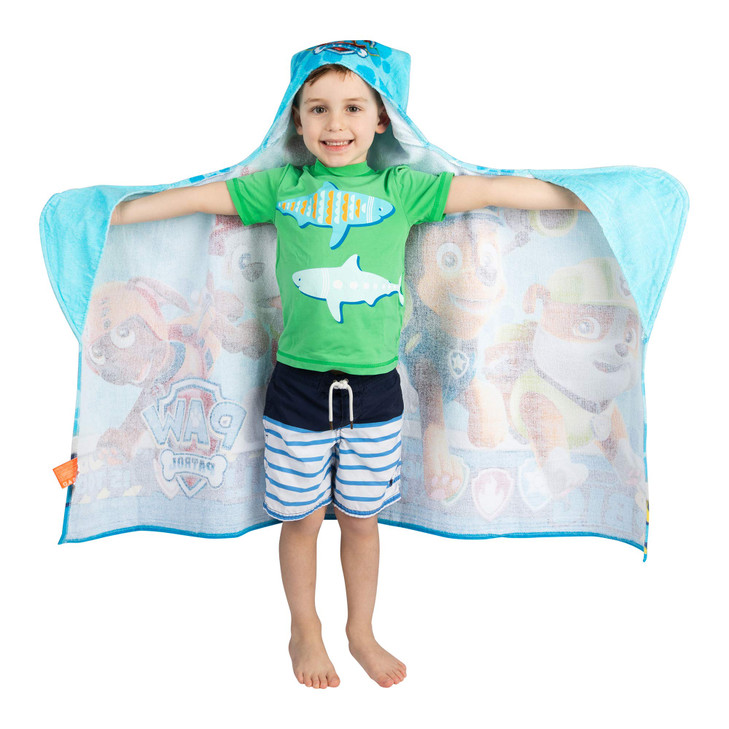 Paw Patrol Blue BathPoolBeach Soft Cotton Terry Hooded Towel Wrap 24 x 50 By Franco Kids