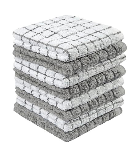 Bumble Dish Cloths 8 Pack 12 x 12 100 Cotton Kitchen Towels 405 GSM Soft Highly Absorbent Durable Dish Towels for Kitche