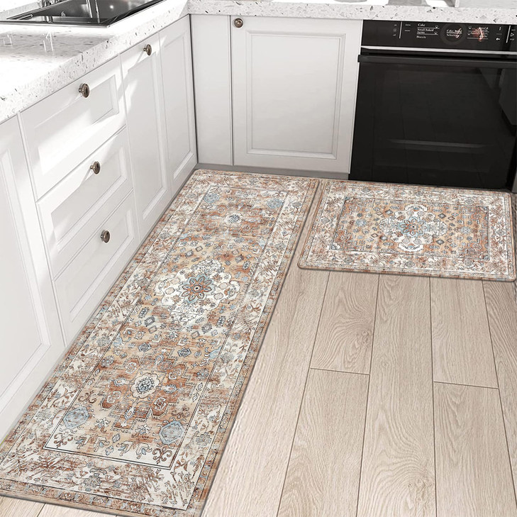 Pauwer Anti Fatigue Kitchen Mat Set of 2 Non Slip Kitchen Mats for Floor Cushioned Kitchen Rugs Comfort Standing Mat Far