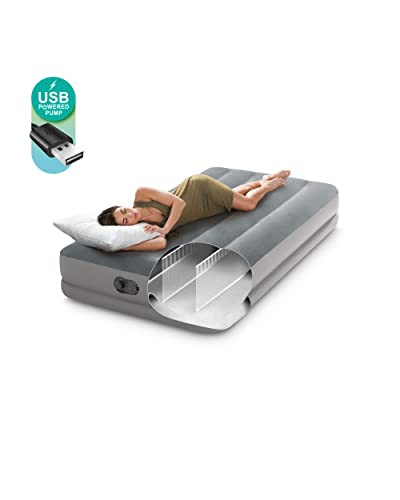 Intex 64112E DuraBeam Standard Prestige Air Mattress FiberTech Twin Size Builtin USB Electric Pump 12in Bed Height 300lb