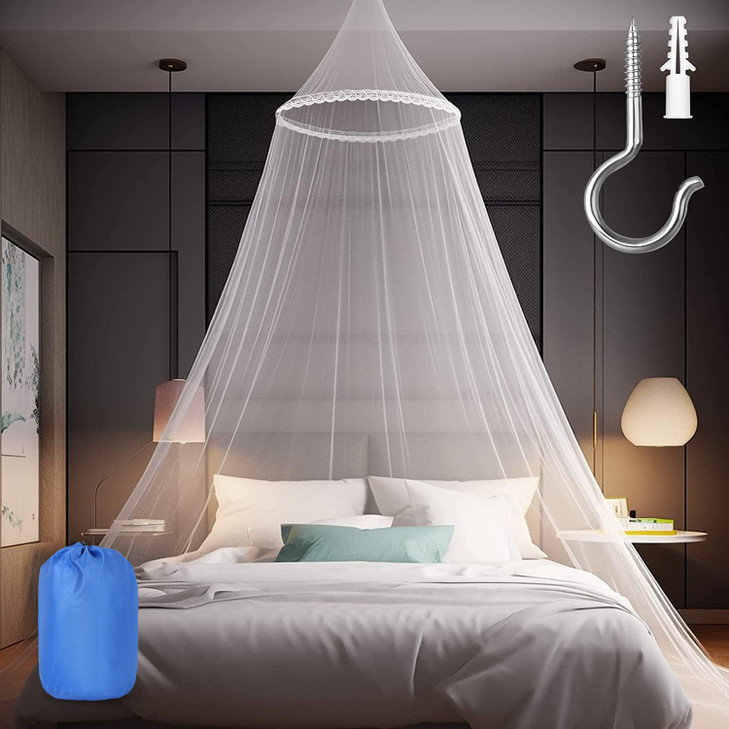 Sublaga Mosquito Net for Bed Large White Bed Canopy for Girls Hanging Bed Net Easy Installation Ideal for Bedroom Decora