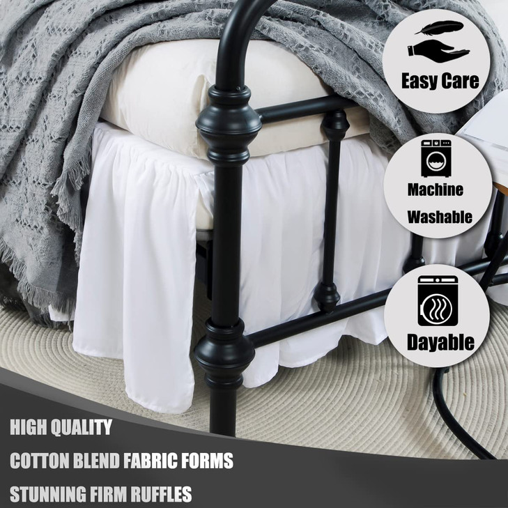 TSUTOMI Bed Skirt Queen Size Ruffled Bed Skirt with Split Corners 14 Inch Drop Dust Ruffle Bed Skirts with Platform Gath