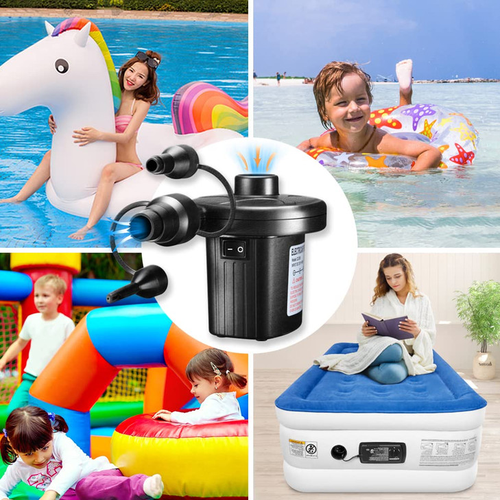 Electric Air Pump 110V AC12V DC Portable Air Mattress TwoWay Universal Inflator Pump for Inflatables Pool Airbeds etc wi