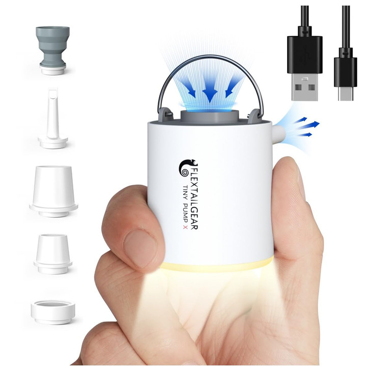 FLEXTAILGEAR Tiny Pump X Portable Air Pump Camping Light UltraMini Air Pump with 1300mAh Battery USB Rechargeable for Sl