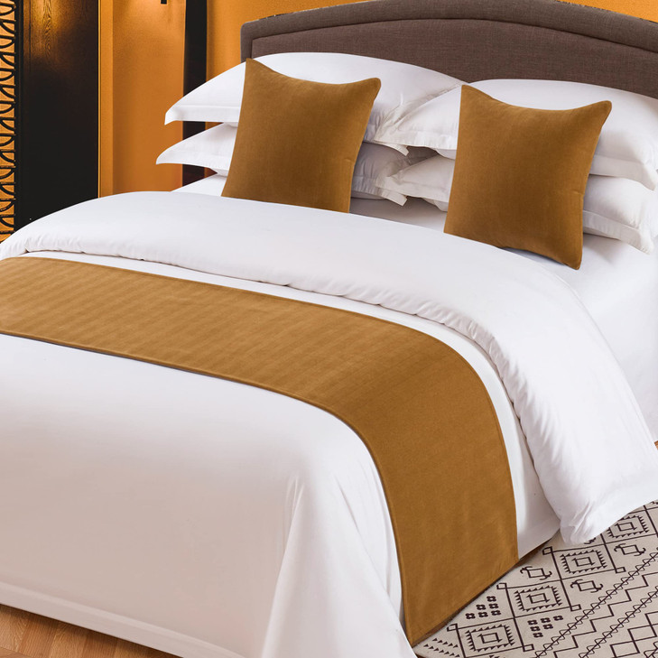 OSVINO Solid Bed Runner Textured Chenille Bed End Scarf WearResistant Decorative Bedding Protection for Hotel Bedroom We
