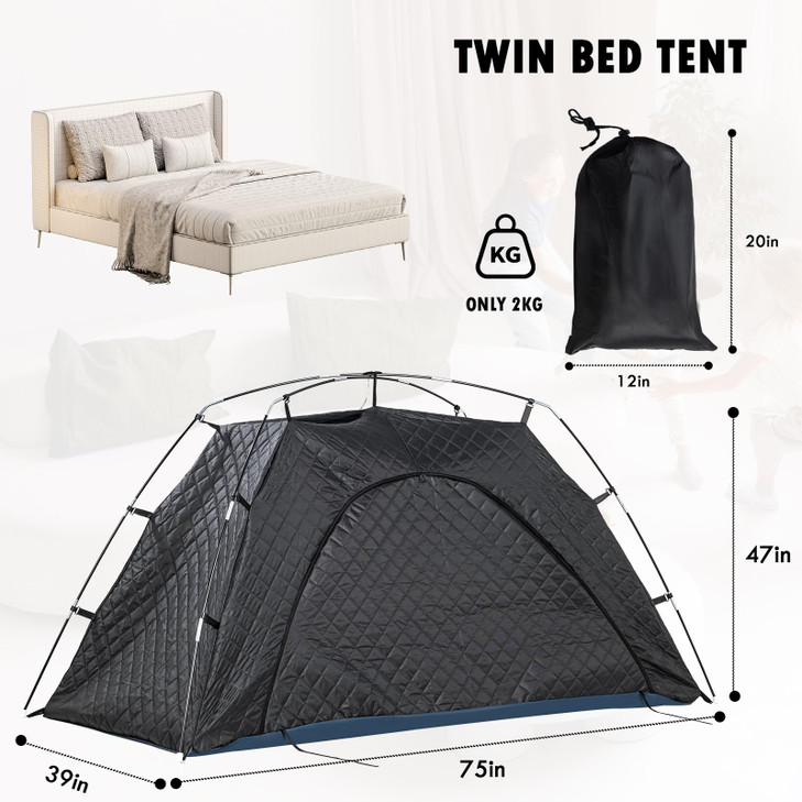 ScheltSchure Bed Tent Bed Canopy Twin Size for Youth and Kids Portable and Warm Sleeping Bed Tents 80 Blackout Pocket In