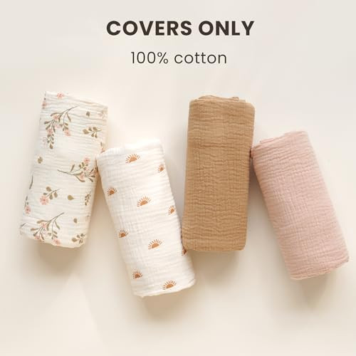 Konssy Muslin Baby Lounger Cover 2 Pack 100 Cotton Newborn Lounger Cover Soft and Breathable Baby Nest Slipcover for Boy