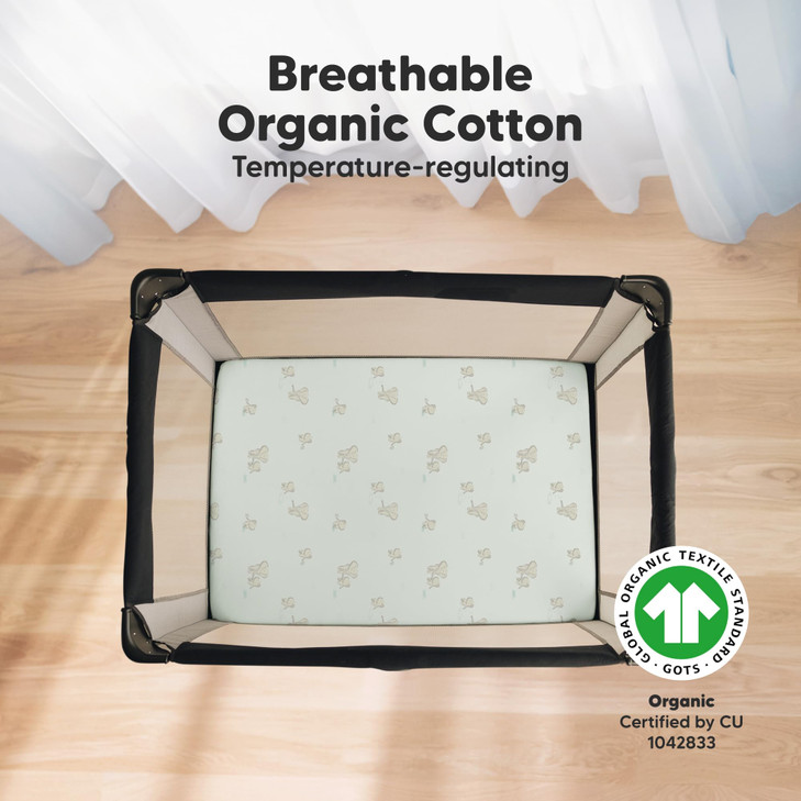2Pack Mini Crib Sheets Fitted 38x26 Pack N Play Sheets for Pack and Play Mattress Organic Cotton Soft Breathable Playard