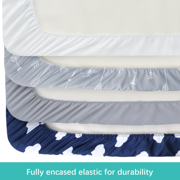 Baby Bassinet Sheets 4 Pack Compatible with 33 x 20 Mika Micky Baby Delight Dream On Me AMKE and Other Rectangle Bassine