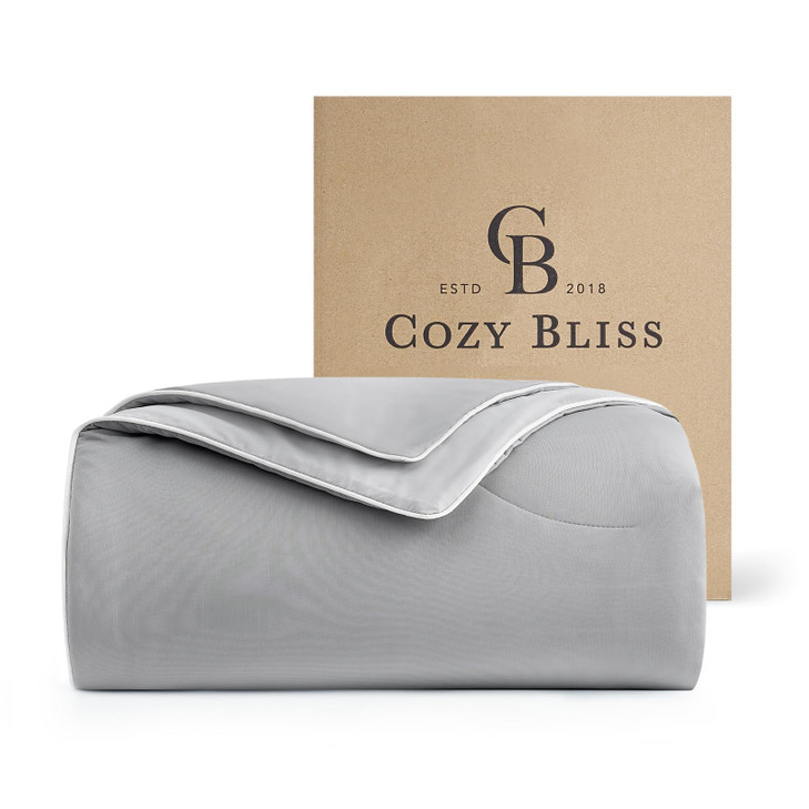 Cozy Bliss Deluxe DualSided Cooling Comforter Queen Size UltraSoft Lightweight Breathable Silky Cooling Blankets with QM