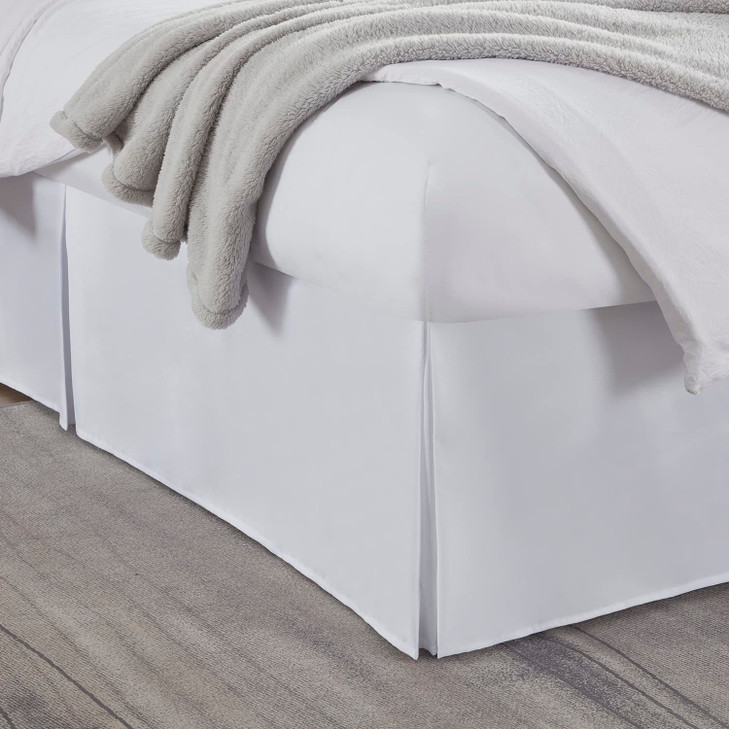 Nestl White Bed Skirt Queen Size 14 Inch Drop Brushed Microfiber Skirts Hotel Quality Pleated Shrinkage Fade Resistant