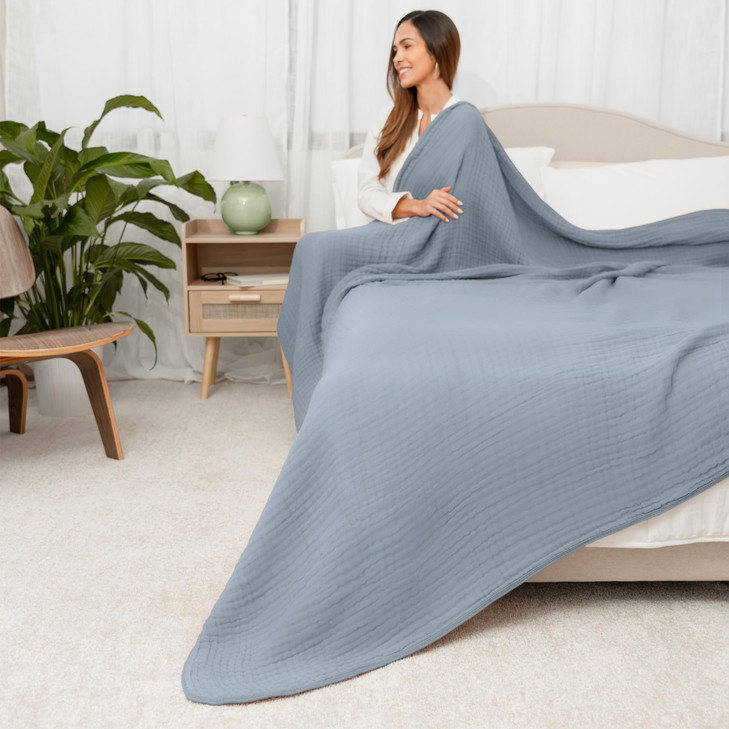 Comfy Cubs Muslin Blanket for Adults Queen 90 x 90 6 Layer Soft Breathable Lightweight Muslin Adult Blanket Machine Wash
