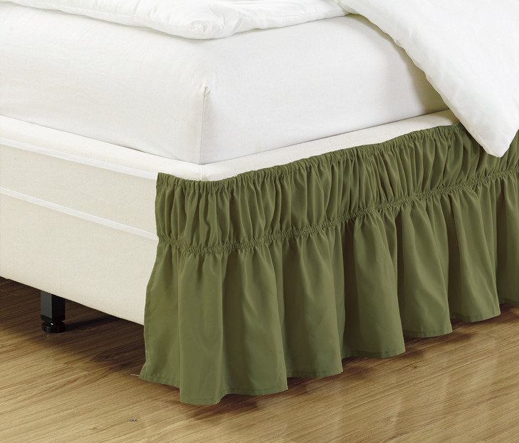 Fancy Collection Queen King Easy Fit Bed Ruffle Wrap Around Elastic Bed Skirt with 17 Drop New Easy Install Solid Sage G