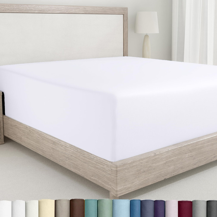 California Design Den King Size Fitted Sheet White 100 Cotton 400 Thread Count Sateen Deep Pockets Durable Fitted Sheet