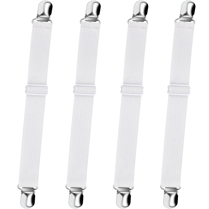 Bed Sheet Straps Sopito Adjustable Elastic Fitted Sheet Corner Holders Straps to Stay in Place NonSlip Fasteners Clips C