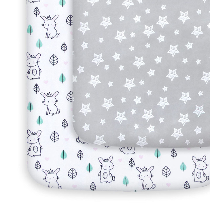 Pack and Play Sheets 2 Pack Mini Crib Sheets Stretchy Playard Fitted Sheet Compatible with Graco Pack n Play Soft and Br