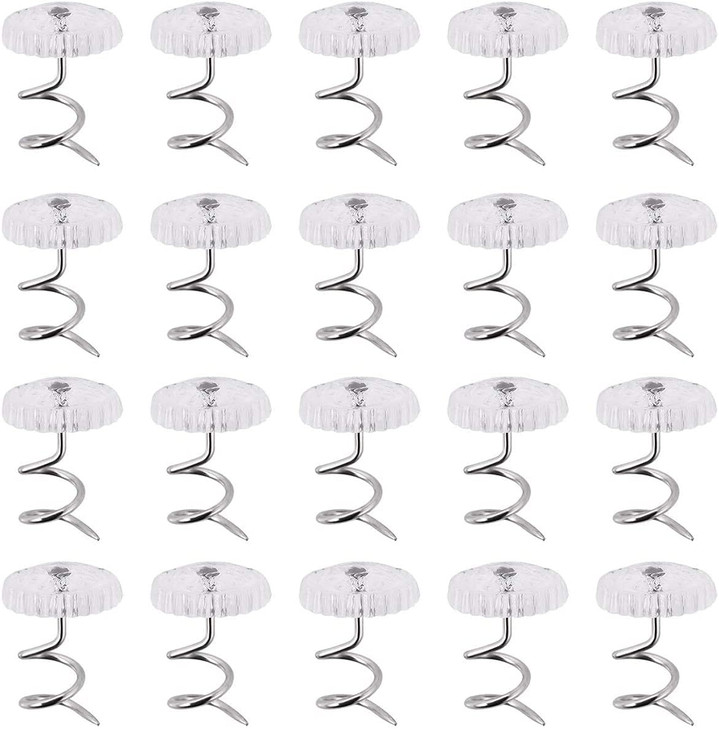 Akstore 20 Pcs Bed Skirt Pins Clear Heads Twist Pins for Upholstery Slipcovers and Bedskirts Bedskirt Pins 20PCS
