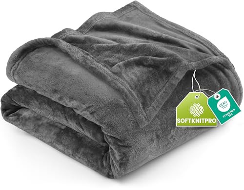 Utopia Bedding Fleece Blanket Queen Size Grey 90x90 Inches Ultra Soft Warm Lightweight Microfiber Breathable AntiStatic