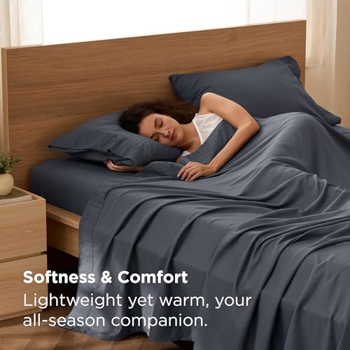 Bedsure Queen Sheet Set 4 Pieces Soft Queen Size Sheets Breathable Cooling Hotel Luxury Easy Care Polyester Microfiber B