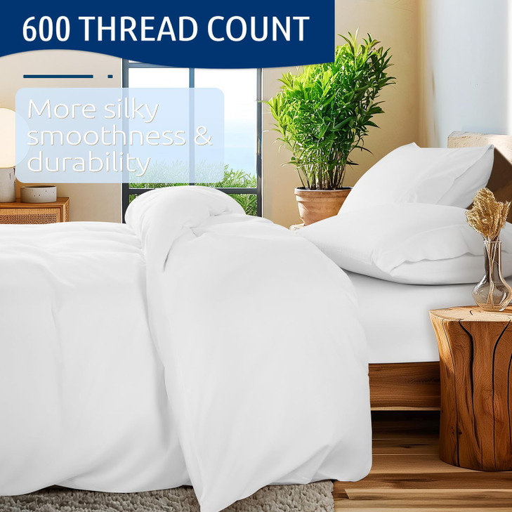 Shilucheng 100 Cotton Queen Size Duvet Covers 600 Thread Count Luxury Sateen Weave Egyptian Cotton Comforter Cover with