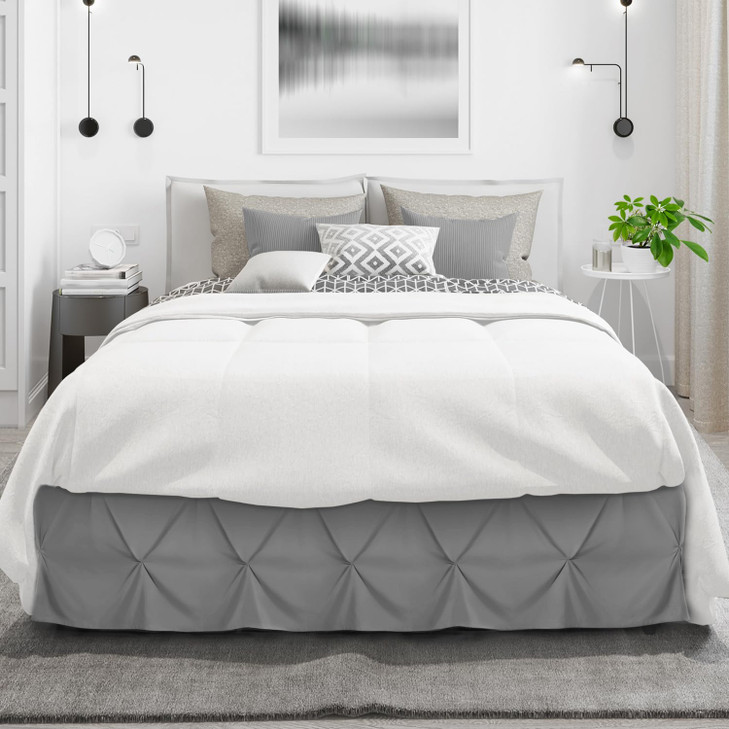 Nestl Dark Grey Bed Skirt Queen Size Pinch Pleat Queen Bed Skirt 14 Inch Drop Queen Bedskirt Hotel Quality Gray Bed Skir