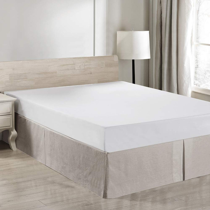 SimpleOpulence Belgian Linen Bed Skirt with Classic 14 inch Tailored Drop Dust Ruffle Easy Fit Breathable Premium Natura