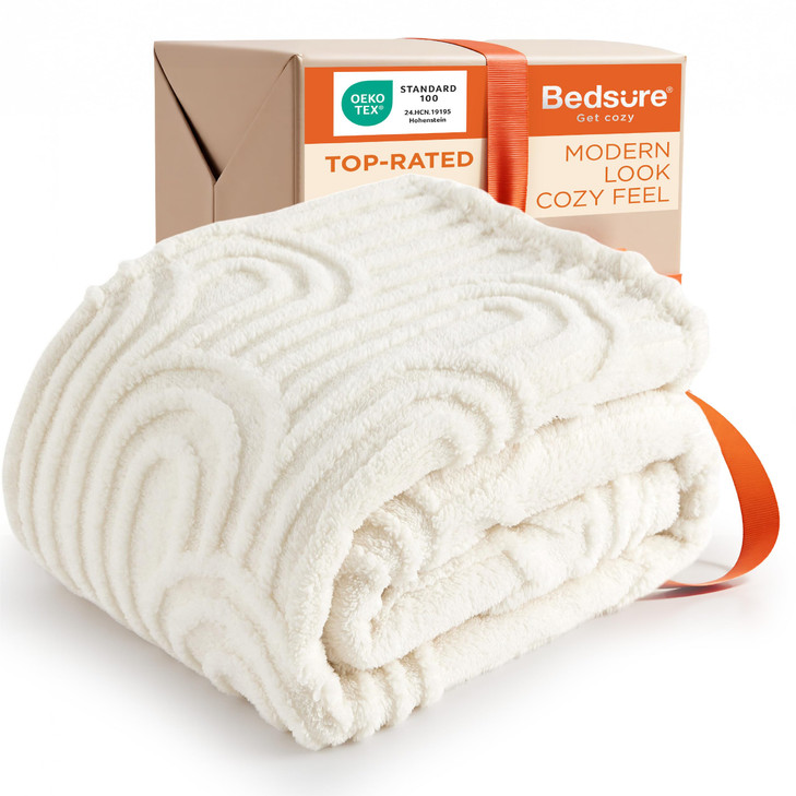 Bedsure GentleSoft Cozy Throw Blanket for Couch Soft Boho Blankets for Women Fuzzy Fleece Comfort Throw Spring Boho Home