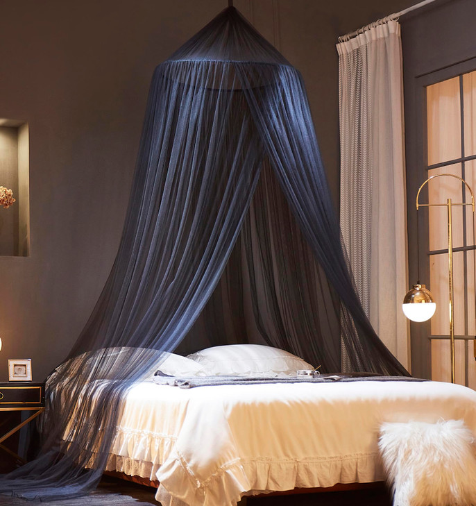 Mengersi Bed Canopy Mosquito Net for Bed Canopy Bed Curtains Dome Mosquito Netting Bed Tent Indoor Outdoor Black Full Si