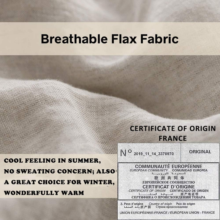 SimpleOpulence 100 French Flax Linen Duvet Cover Set with Embroidery Washed 3 Pieces 1 Duvet Cover with 2 Pillow Shams w