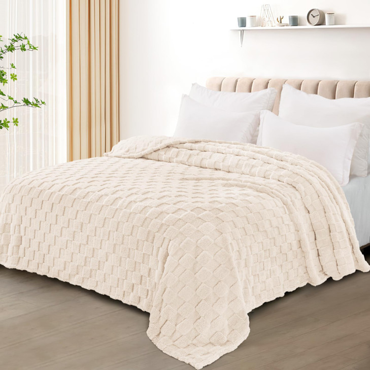 Exclusivo Mezcla Twin Size Flannel Fleece Blanket Super Soft and Warm Lightweight Checkered Pattern Blankets for All Sea