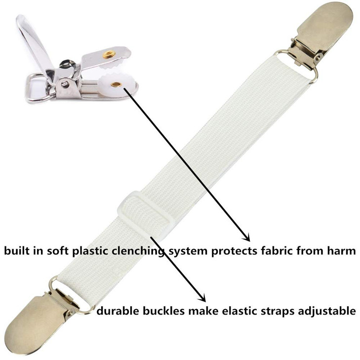 BBDOU Bed Sheet Clips Straps Sheet Holder Mattress Clips 4 Pcs Adjustable Elastic Bed Sheet Grippers Straps Suspender Fa
