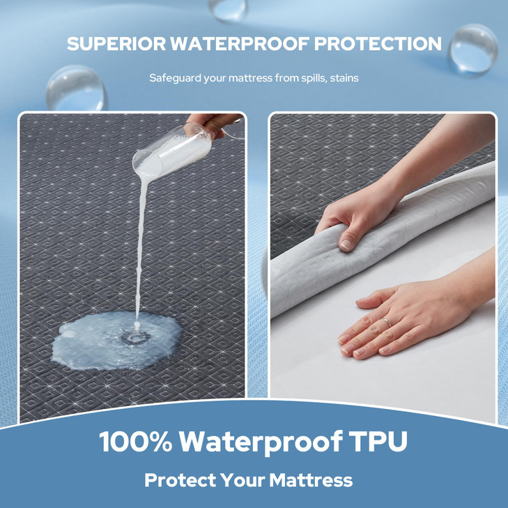 BEDLORE King Mattress Protector Waterproof Noiseless Mattress Cover with Deep Pocket for 618 inches Mattress Soft Breath