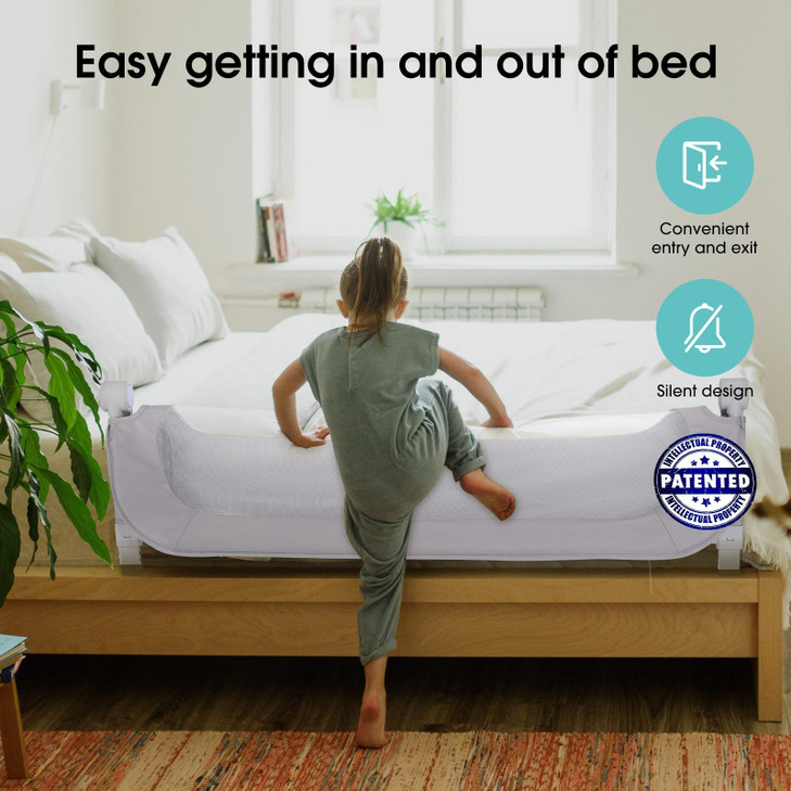 NUTIKAS Baby Bed Rail Guard for Toddlers 47 Toddler Bed Side Rails for Twin Full Queen Bunk Size Bed Swing Down Bedrail