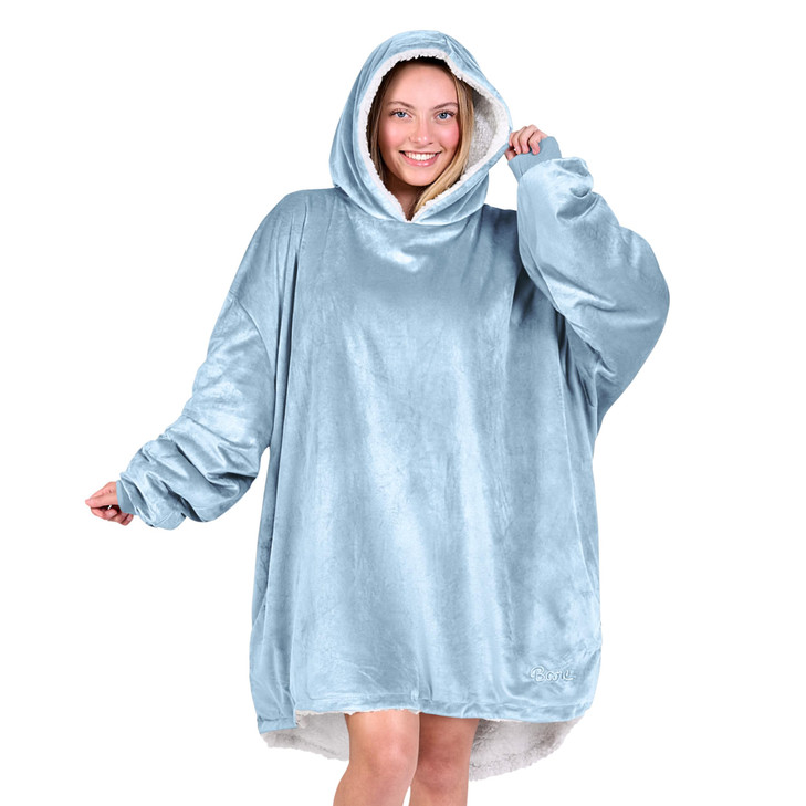 Bare Home Sherpa Fleece Wearable Blanket Oversized Wearable Blanket Hoodie Adult Size Warm Cozy Soft Blanket Comfortable