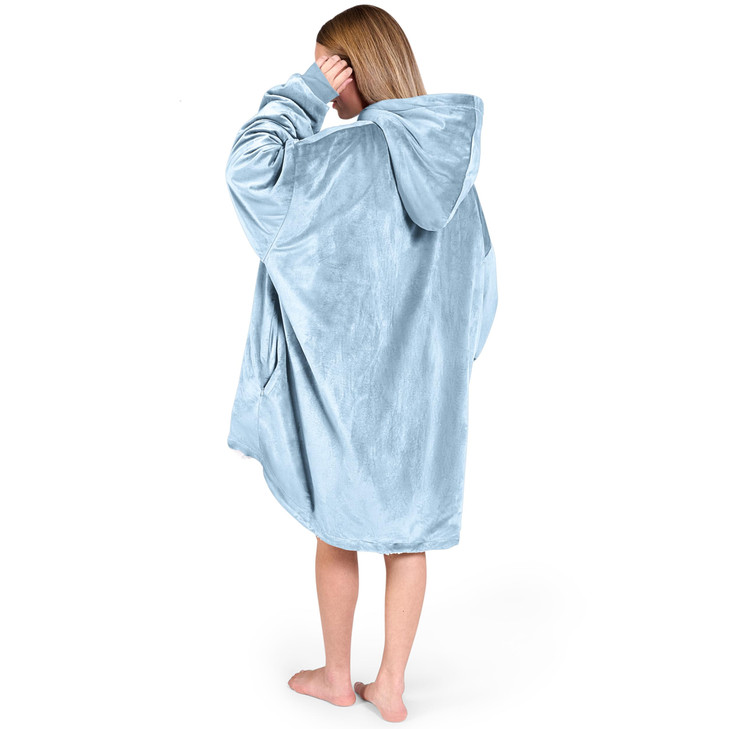 Bare Home Sherpa Fleece Wearable Blanket Oversized Wearable Blanket Hoodie Adult Size Warm Cozy Soft Blanket Comfortable