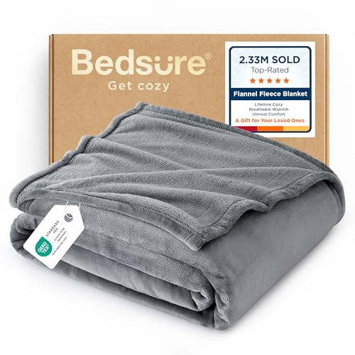 Bedsure GentleSoft Fleece Throw Blanket for Couch Grey Lightweight Plush Fuzzy Cozy Soft Blankets and Throws for Sofa 50