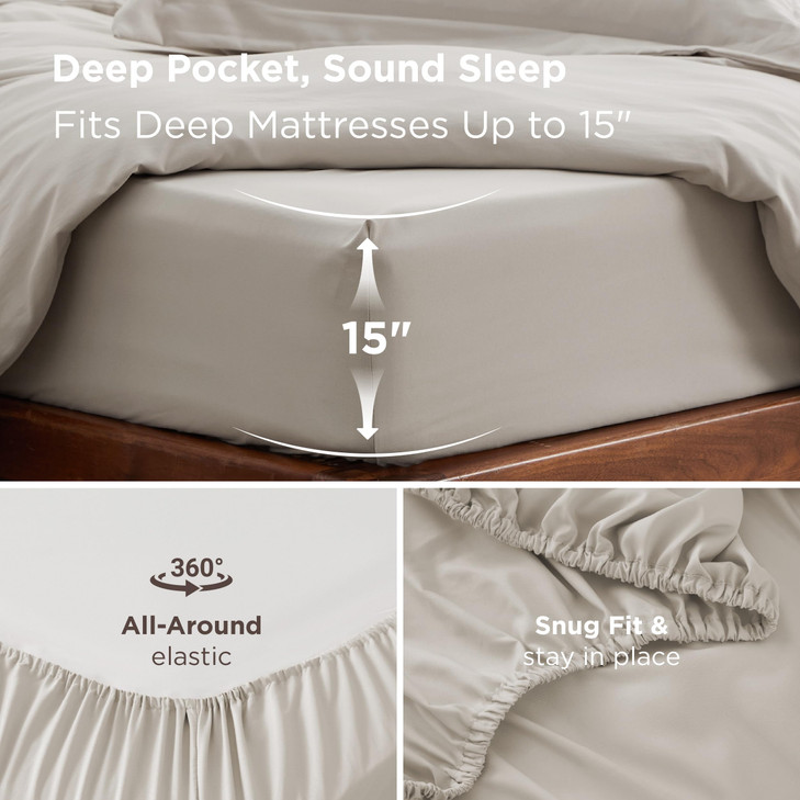 Bedsure Duvet Cover with Fitted Sheet Queen Warm Deep Pocket Hotel Luxury Soft Double Brushed Bedding Set with Zipper Cl