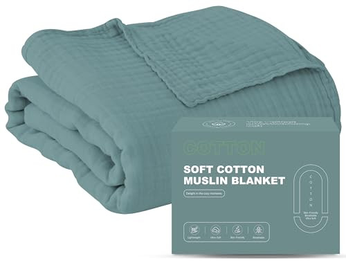 Cosy Family 4 Layer Muslin Bed Blanket Breathable and Lightweight Gauze Boho Blanket for Spring Soft 100 Cotton Muslin B