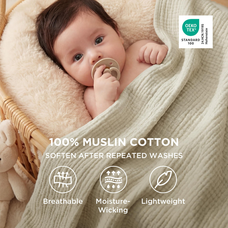 Bedsure 100 Cotton Muslin Blanket King Size for Bed 4Layer Breathable and Lightweight Thin Soft Summer Gauze Muslin Blan
