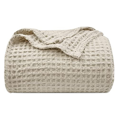 PHF Ultra Soft Waffle Weave Blanket King Size 104x 90 Washed Lightweight Breathable Cozy Woven Blanket for Bed Aesthetic